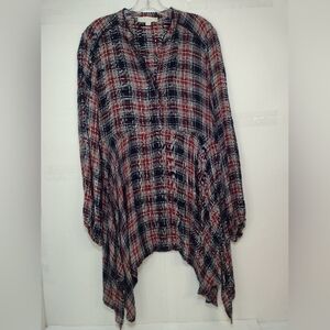 Suzanne Betro Red and Black Plaid Tunic Size (XL)